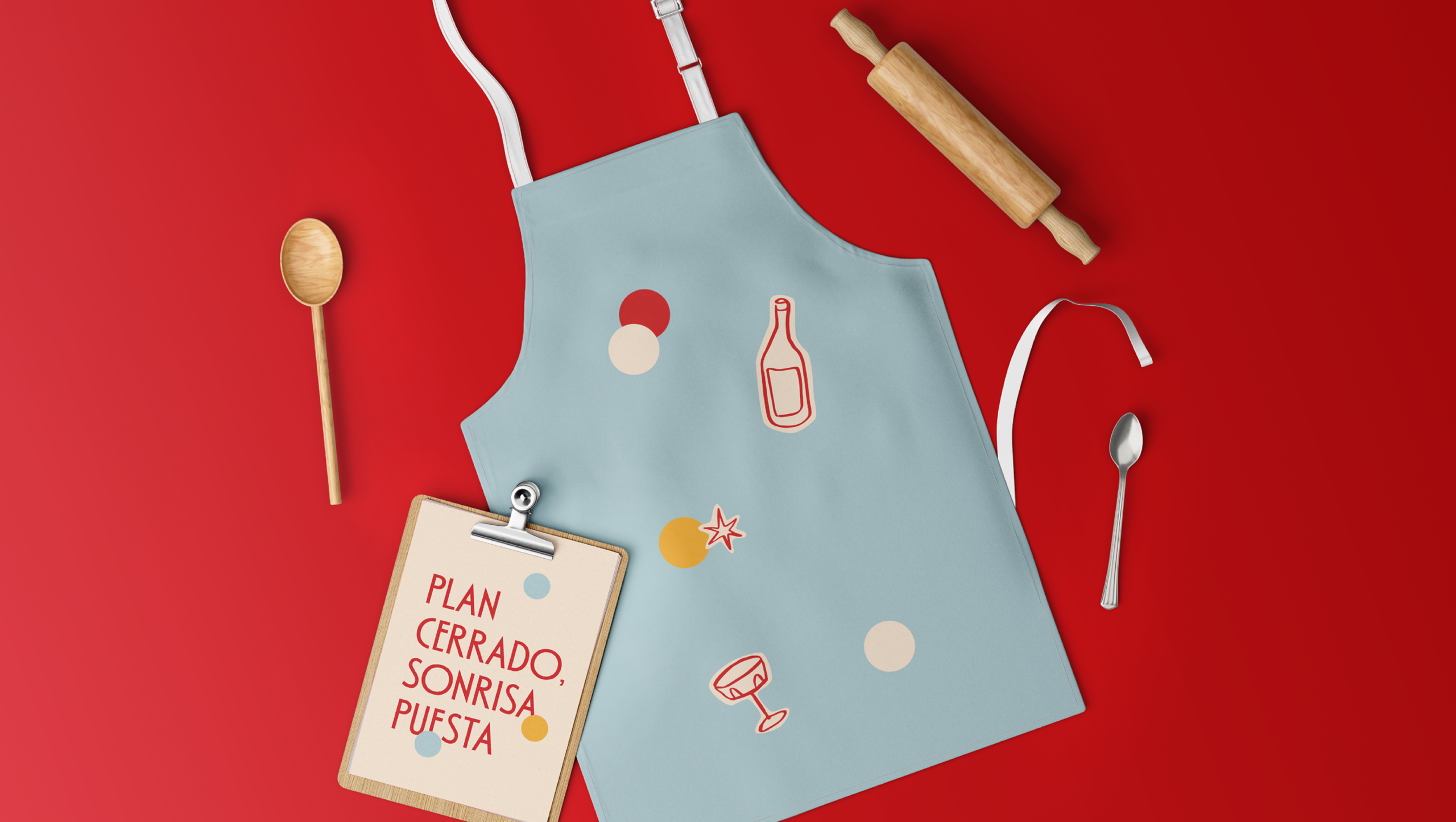 Delantal con identidad visual Loca Como Mi Madre aplicación branding eventos